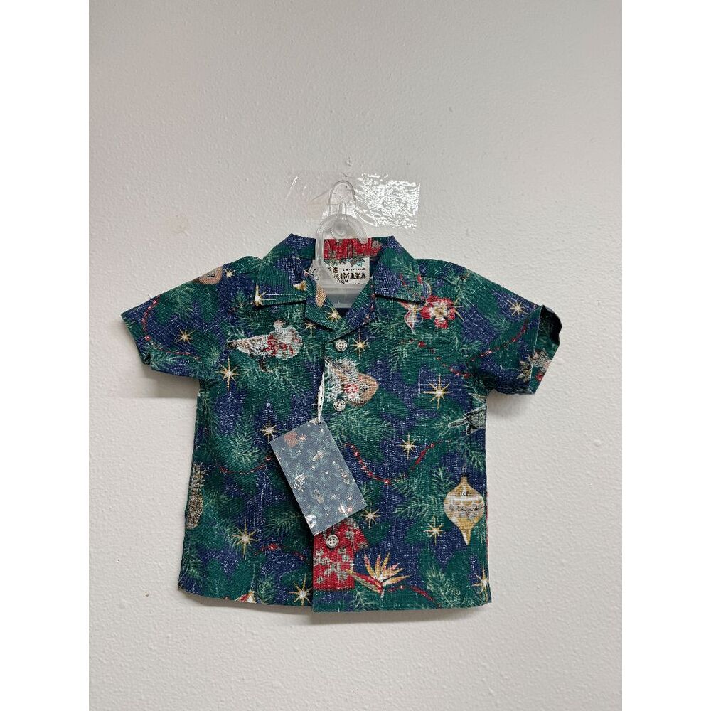 Reyn Spooner Hawaiian Christmas 2022 Toddler Cabana Set - Navy 6/12M